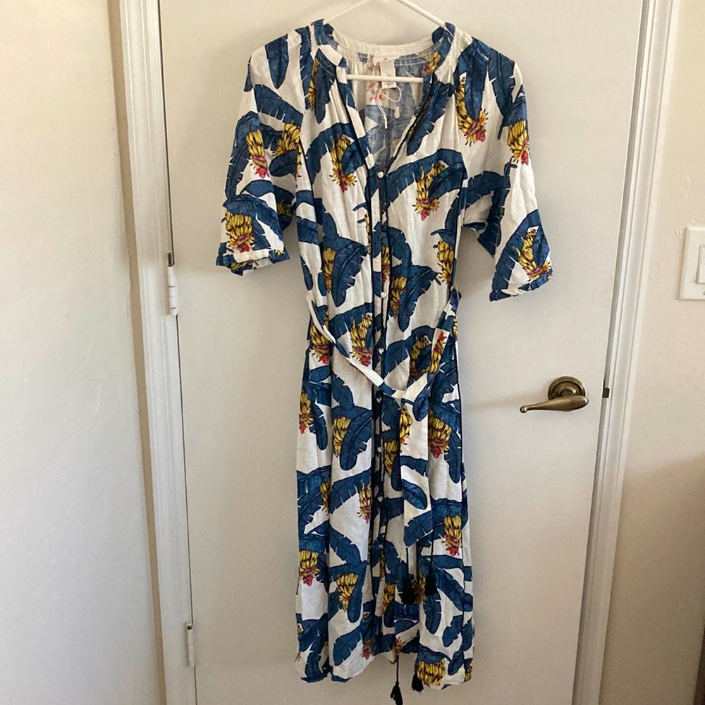 H&M tropical linen type print dress